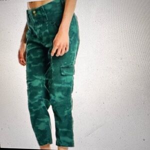 Anthropologie Green Camouflage Cropped Pants